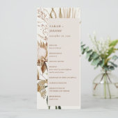 Boho Protea Dried Palm Floral Wedding Programme Kaart (Staand voorkant)