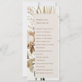 Boho Protea Dried Palm Floral Wedding Programme Kaart (Achterkant)