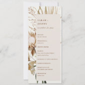 Boho Protea Dried Palm Floral Wedding Programme Kaart (Voorkant)