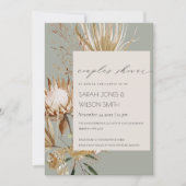 Boho Protea Dry Palm Floral Couples Shower Invite Bedankkaart (Voorkant)