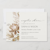 Boho Protea Dry Palm Floral Couples Shower Invite Bedankkaart (Voorkant)