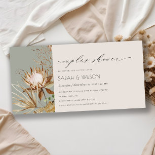 Boho Protea Dry Palm Floral Couples Shower Invite Bedankkaart