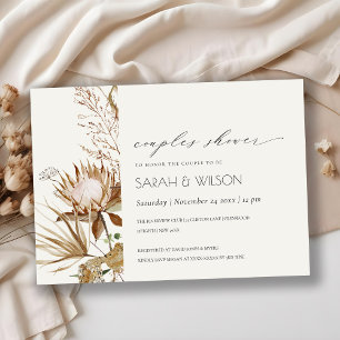 Boho Protea Dry Palm Floral Couples Shower Invite Bedankkaart