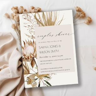 Boho Protea Dry Palm Floral Couples Shower Invite Bedankkaart