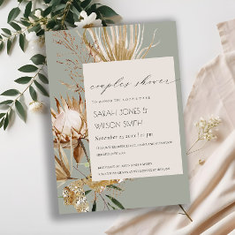 Boho Protea Dry Palm Floral Couples Shower Invite Bedankkaart