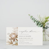 Boho Protea Dry Palm Floral Couples Shower Invite Bedankkaart (Staand voorkant)