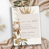 Boho Protea Dry Palm Floral Save the Date Kaart