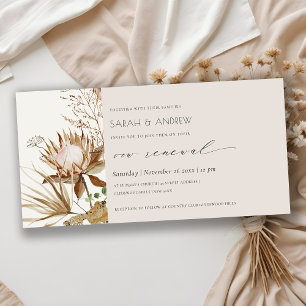 Boho Protea Dry Palm Floral Vow Renewal Invite Bedankkaart