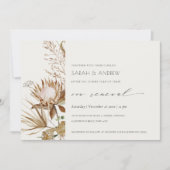 Boho Protea Dry Palm Floral Vow Renewal Invite Bedankkaart (Voorkant)