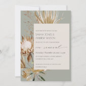 Boho Protea Dry Palm Floral Vow Renewal Invite Bedankkaart (Voorkant)