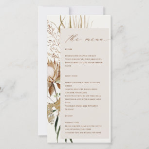 Boho Protea Gedroogde Palm Floral Wedding Menu Kaa