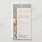 Boho Protea Gedroogde Palm Floral Wedding Menu Kaa (Voorkant)
