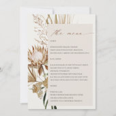 Boho Protea Gedroogde Palm Floral Wedding Menu Kaa Kaart (Voorkant)