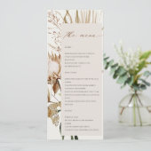Boho Protea Gedroogde Palm Floral Wedding Menu Kaa Kaart (Staand voorkant)