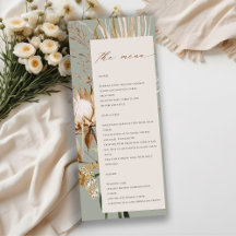 Boho Protea Gedroogde Palm Floral Wedding Menu Kaa