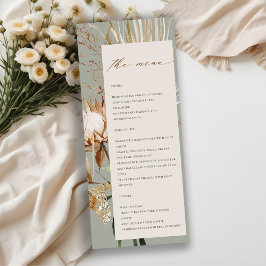 Boho Protea Gedroogde Palm Floral Wedding Menu Kaa Kaart