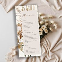 Boho Protea Gedroogde Palm Floral Wedding Menu Kaa