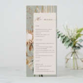Boho Protea Gedroogde Palm Floral Wedding Menu Kaa Kaart (Staand voorkant)