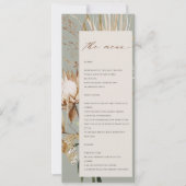 Boho Protea Gedroogde Palm Floral Wedding Menu Kaa Kaart (Voorkant)