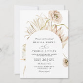 Boho Protea Pampas Gras Rustieke QR Code Trouwen Kaart (Voorkant)