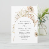 Boho Protea Pampas Gras Rustieke QR Code Trouwen Kaart (Staand voorkant)