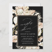 Boho Protea Pampas Grass Black Couples Shower Kaart (Voorkant)