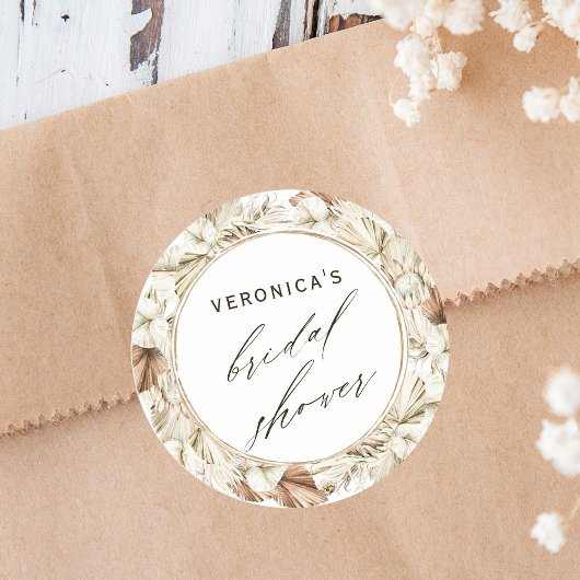 Boho Protea Pampas Grass Floral Vrijgezellenfeest Ronde Sticker