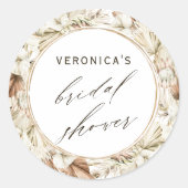 Boho Protea Pampas Grass Floral Vrijgezellenfeest Ronde Sticker (Voorkant)