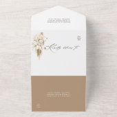 Boho Protea Pampas Grass Floral Wedding All In One Uitnodiging (Buitenkant)