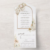 Boho Protea Pampas Grass Floral Wedding All In One Uitnodiging (Binnen)