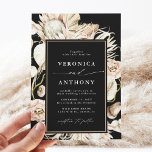 Boho Protea Pampas Grass Floral Wedding Black Kaart<br><div class="desc">Deze trouwuitnodiging bevat geschilderde waterverf-eiwitten,  witte orchideeën,  droog pampasgras,  witte antholieken,  bladeren met een kamelenrechthoekig lijst. Voor meer geavanceerde aanpassing van dit ontwerp,  te klikken gelieve de "pas verder"verbinding aan. Overeenkomende objecten zijn ook beschikbaar.</div>