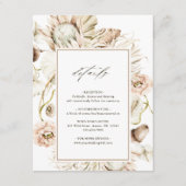 Boho Protea Pampas Grass Floral Wedding Details Informatiekaartje (Voorkant)
