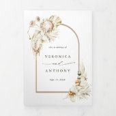 Boho Protea Pampas Grass Floral Wedding Photo Drieluik Uitnodiging (Cover)