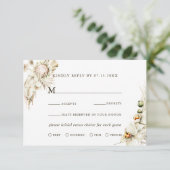 Boho Protea Pampas Grass Floral Wedding RSVP Kaartje (Staand voorkant)