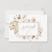 Boho Protea Pampas Grass Floral Wedding RSVP Kaartje (Achterkant)
