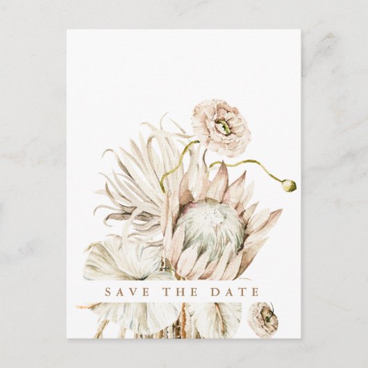 Boho Protea Pampas Grass Save the Date Photo Postc Briefkaart (Voorkant)
