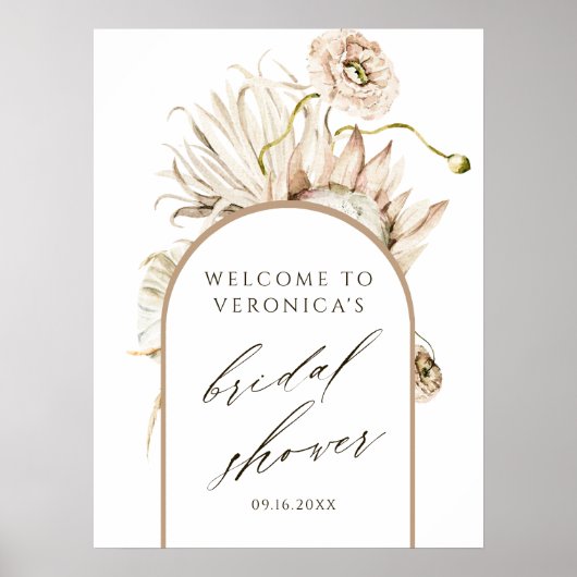 Boho Protea Pampas Grass Vrijgezellenfeest Welkom Poster (Voorkant)