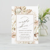Boho Protea Pampas Grass Waterverf Couples Shower Kaart (Staand voorkant)