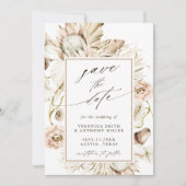 Boho Protea Pampas Grass Waterverf Wedding Foto Save The Date (Voorkant)