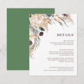Boho Protea Pampas Grass Wedding Details Card (Voorkant / Achterkant)