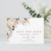 Boho Protea Pampas Wedding Save the Date Card Kaart (Staand voorkant)