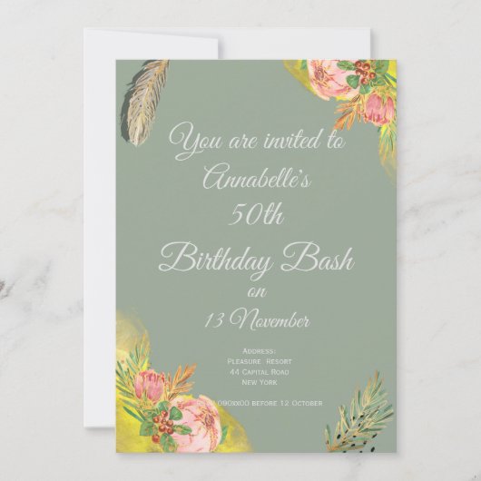 Boho Proteas Elegant 50e Kaart (Voorkant)