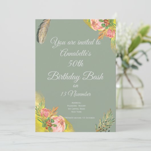 Boho Proteas Elegant 50e Kaart (Staand voorkant)