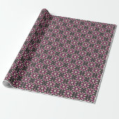 Boho pruim & houtskool geometrisch bloemmotief cadeaupapier (Uitgerold)