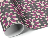 Boho pruim & houtskool geometrisch bloemmotief cadeaupapier (Rol Hoek)