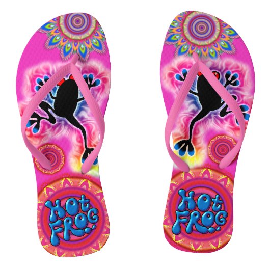 Boho psychedelische hete kikker Teenslippers ceris (Voetbed)