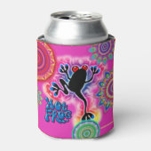 Boho psychedelische kikker koelbox cerise blikjeskoeler (Blikje Voorkant)
