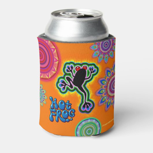 Boho psychedelische kikker koelbox cerise blikjeskoeler (Blikje Achterkant)