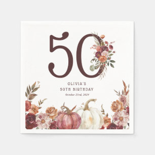Boho Pumpkin Autumn Bloem 50ste Verjaardag Servet