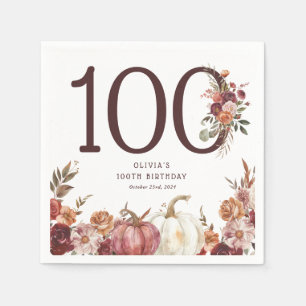 Boho Pumpkin Autumn Bloom 100ste verjaardag Servet